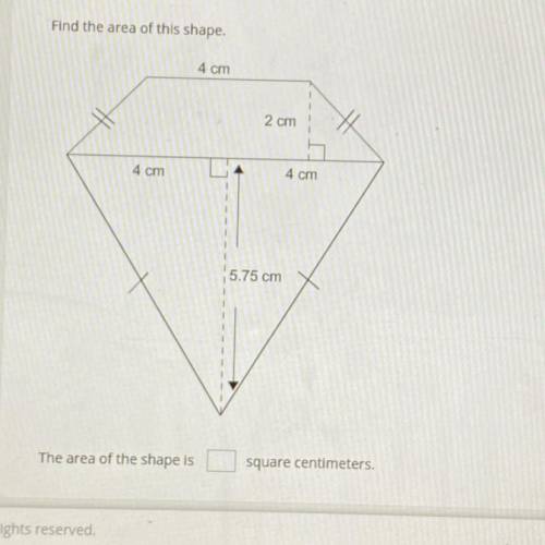 Find the area of this shape. The area of this shape is _______ square centimeters.