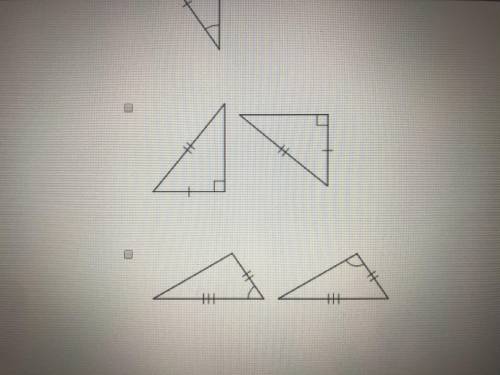 Which of the following pair of right triangles cannot be proven to be congruent? Select all that app