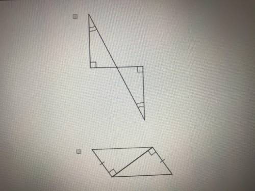 Which of the following pair of right triangles cannot be proven to be congruent? Select all that app
