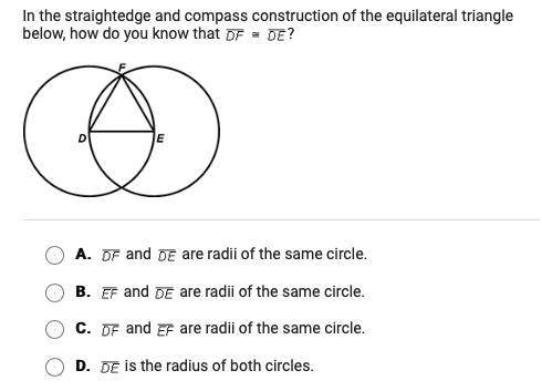 In the straightedge and compass construction of the equilateral triangle below, how do you know that