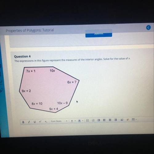 Question 4 The expressions in this figure represent the measures of the interior angles. Solve for t