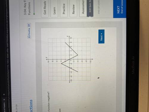 For which intervals is the function negative?  Select each correct answer