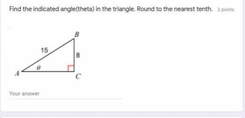 Find the indicated angle(theta) in the triangle. Round to the nearest tenth.