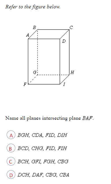 Refer to the figure below. Name all planes intersecting plane . ---- Hello! Please help