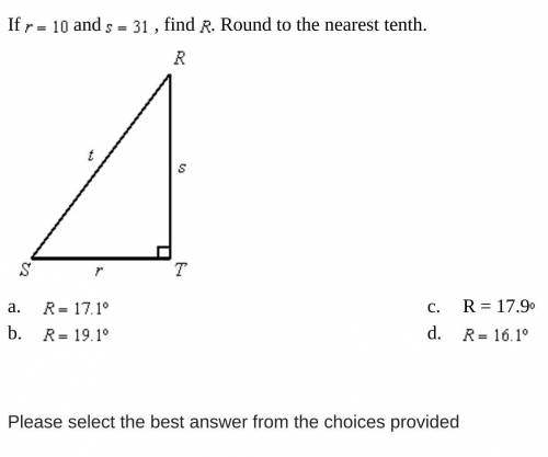 If r = 10 and s = 31, find R. Round to the nearest tenth