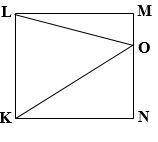 In the figure, what is the ratio of the area of square KLMN to the area of △LOK? A. 3:1B. 4:1C. 3:2D