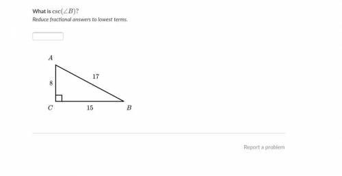 What is csc of angle b reduce fractional answer to lowest terms