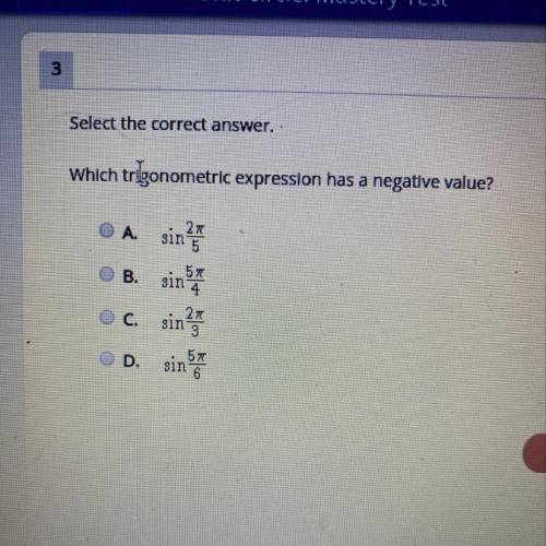 Which trigonometric expression has a negative value?