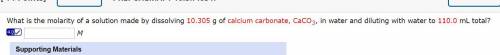What is the molarity of a solution made by dissolving 10.305 g of calcium carbonate, CaCO3, in water