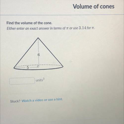 Math problem- find volume of cone -thank you