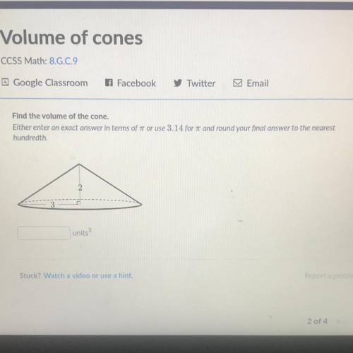 FIND the volume of a cone helppo
