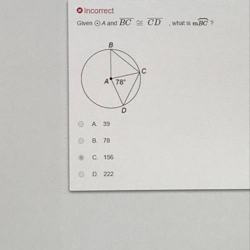 Given circle A and line BC congruent to line CD, What is mBC