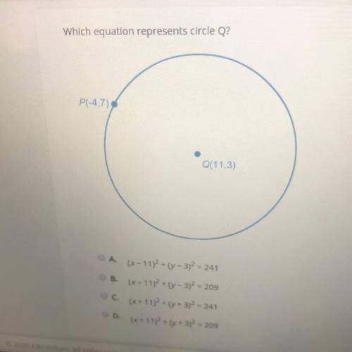 Which equation represents circle q