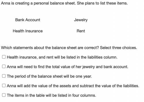 Which statements about the balance sheet are correct