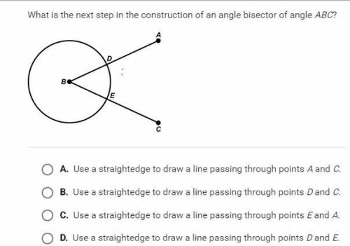 What is the next step in the construction of an angle bisector of angle ABC