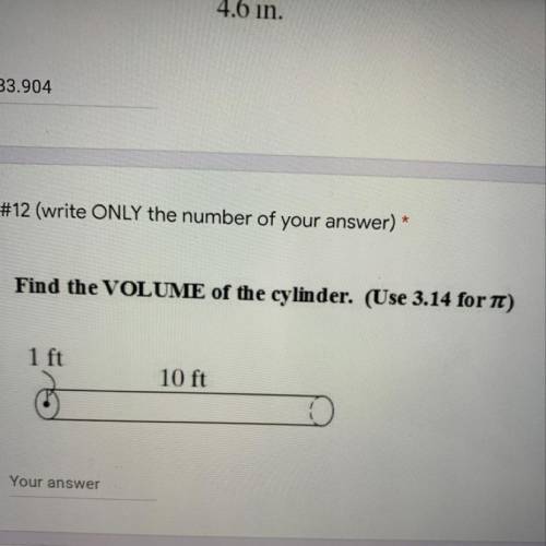 Find the volume of the cylinder