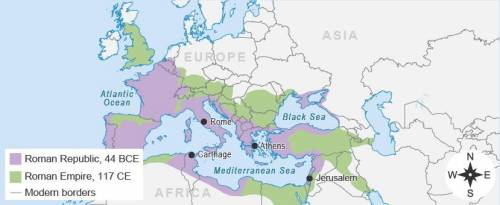 The map shows the Roman Republic and the Roman Empire. A map of the Roman Republic and Roman Empire.