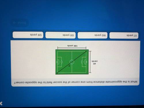 What is the approximate distance from one corner of the soccer field to the opposite corner?