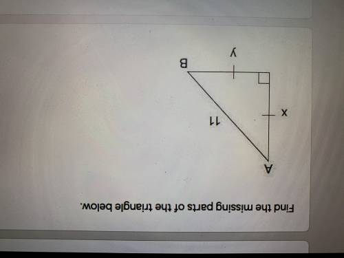 find: - value of x - value of y - value of angle A - value of angle B