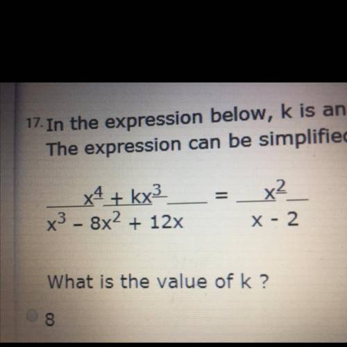 In the expression below, k is an integer. The expression can be simplified as shown. Assume that the