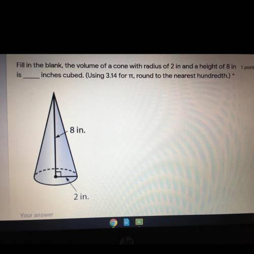 What is the volume the cone?