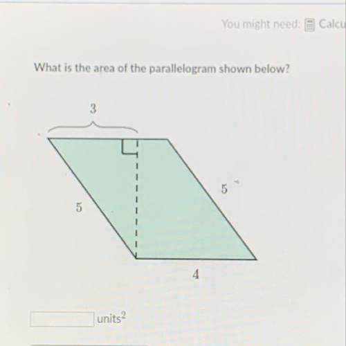 What is the area of the parllelogtam shown below