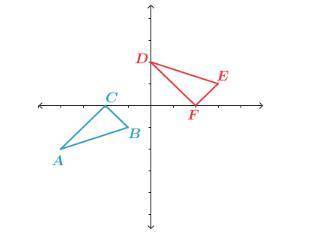 Use the graph to answer the question. If △ABC≅△DEF, which transformations maps △ABC to △DEF? a refle