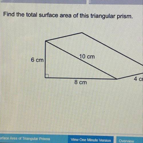 Find the total surface area of this triangular prism