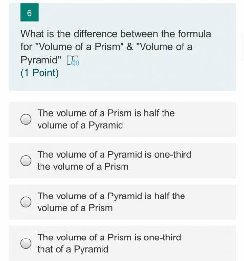 What is the difference between the formula for “Volume of a Prism” y “volume of a piramid”