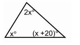 Find the value of x in the figure below: a. 20 b. 60 c. 180 d. 40