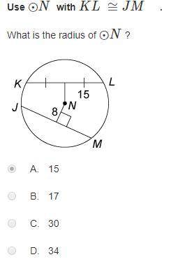 KL = JM, so what is the radius of circle N?