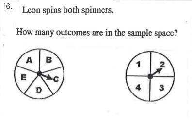 Leon spins both spinners. How many outcomes are in the sample space?