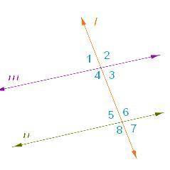 Lines m and n are parallel lines cut by a transversal l. Which answer gives statements that should b