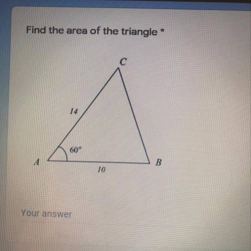 Help!! Find the are of the triangle .