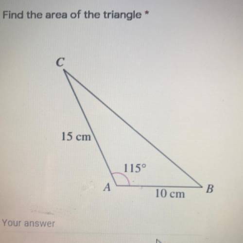 Please help! Find the área of the triangle .