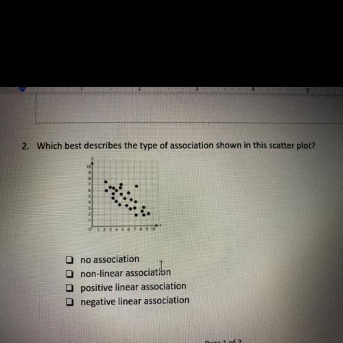 Which best describes the type of association shown in this scatter plot? •no association  •non-line