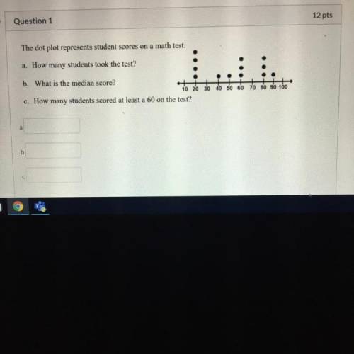 Please help due today The dot plot represents student scores on a math test. a. How many stud