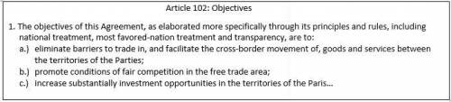 The excerpt below is from Article 102 of the North American Free Trade Agreement (NAFTA).(The Image