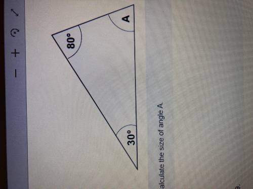 Calculate the size of Angle A when two known angles are 80 degrees and 30 degrees