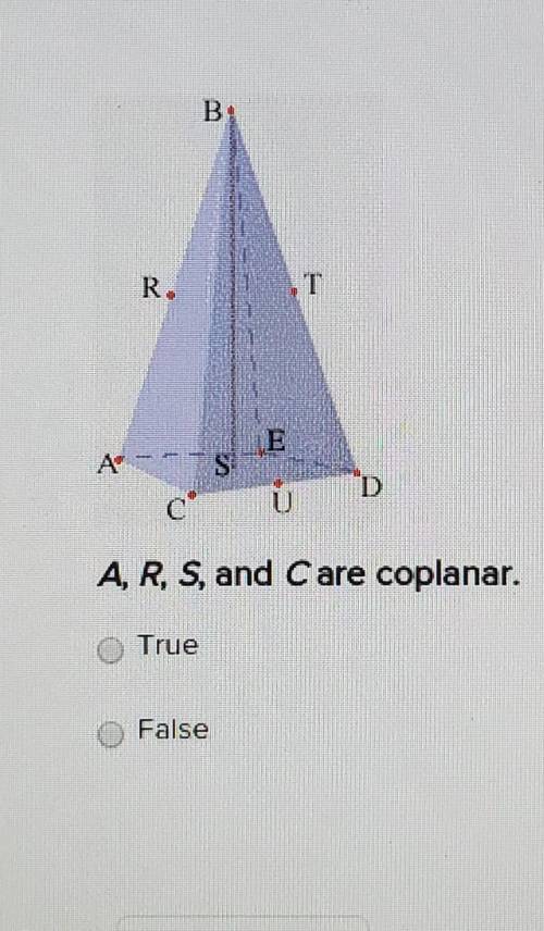 A, R, S, and C are coplanar.TrueorFalse