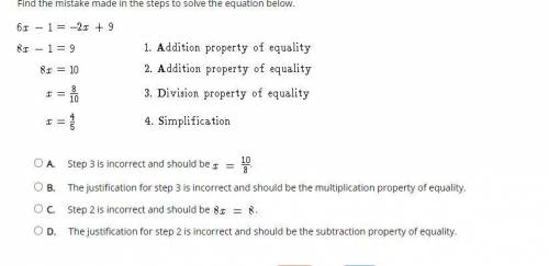PLEASE HELP  Find the mistake made in the steps to solve the equation below.