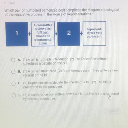 Which pair of numbered sentences best completes the diagram showing part of the legislative process