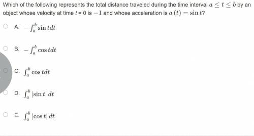 Which of the following represents the total distance traveled during the time interval a≤t≤b by an