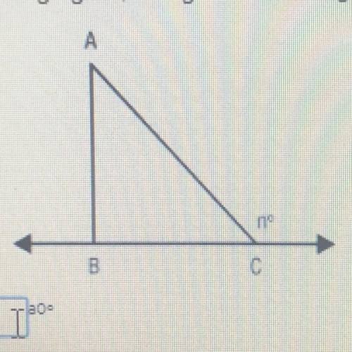In the following figure, triangle ABC is a right triangle, and m A=42°. Find the value of n°. Note