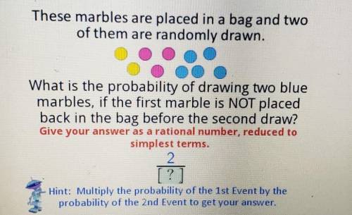 These marbles are placed in a bag and twoof them are randomly drawn.GOWhat is the probability of dr