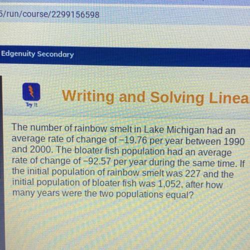 The number rainbow smelt in Lake Michigan had an average rate change of -19.76 per year between 199