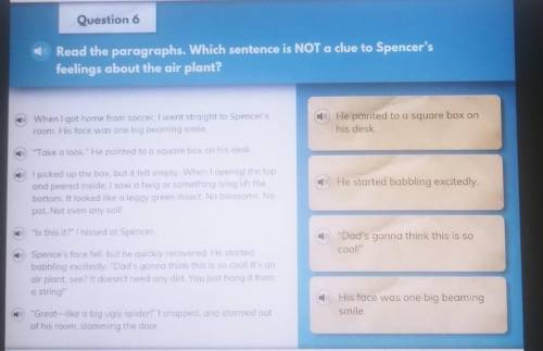 Question 6Read the paragraphs. Which sentence is NOT a clue to Spencer'sfeelings about the air plan
