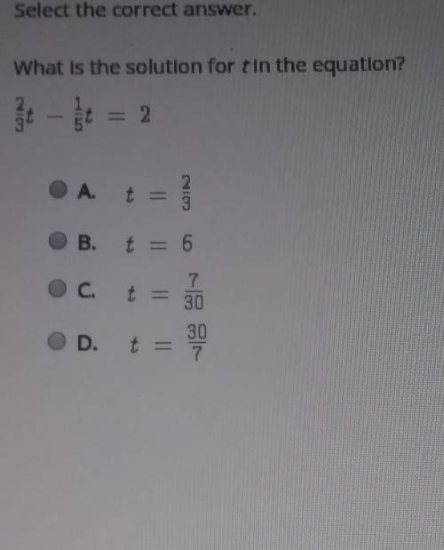 What is the solution for t in the equation please help