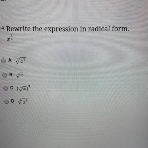 Rewrite the expression in radical form. X 3