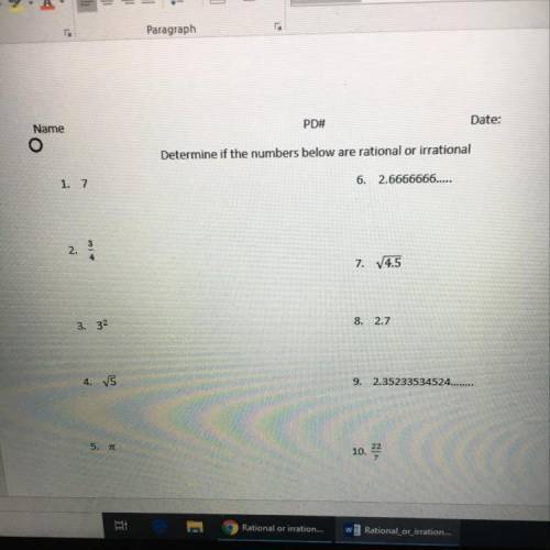 Help with rational and irrational numbers.